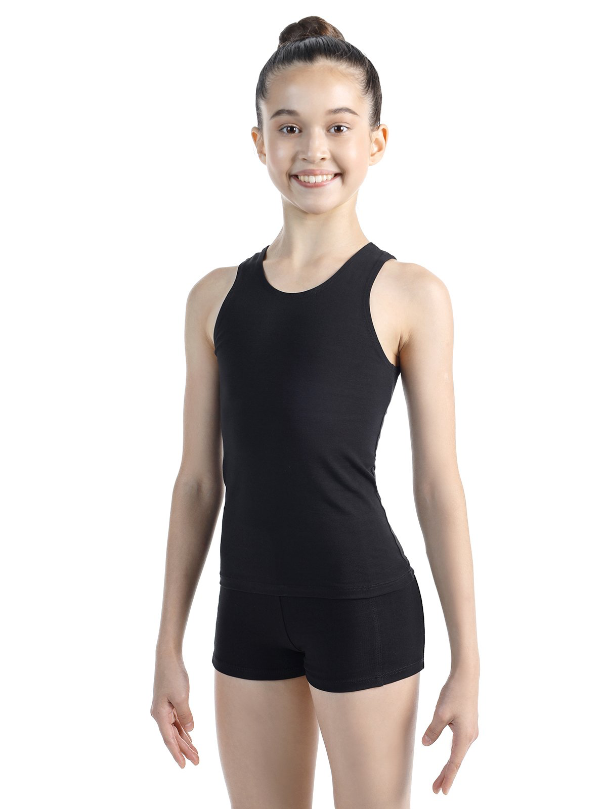 Black cotton half- wrestling tank top