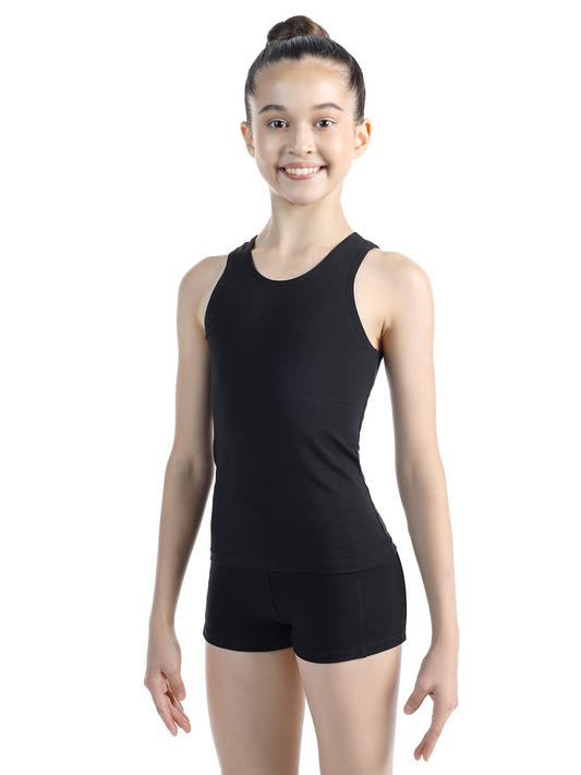 Black cotton half- wrestling tank top